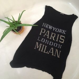 New York Paris Milan sequin tank top